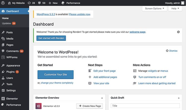 Wordpress-Org Dashboard